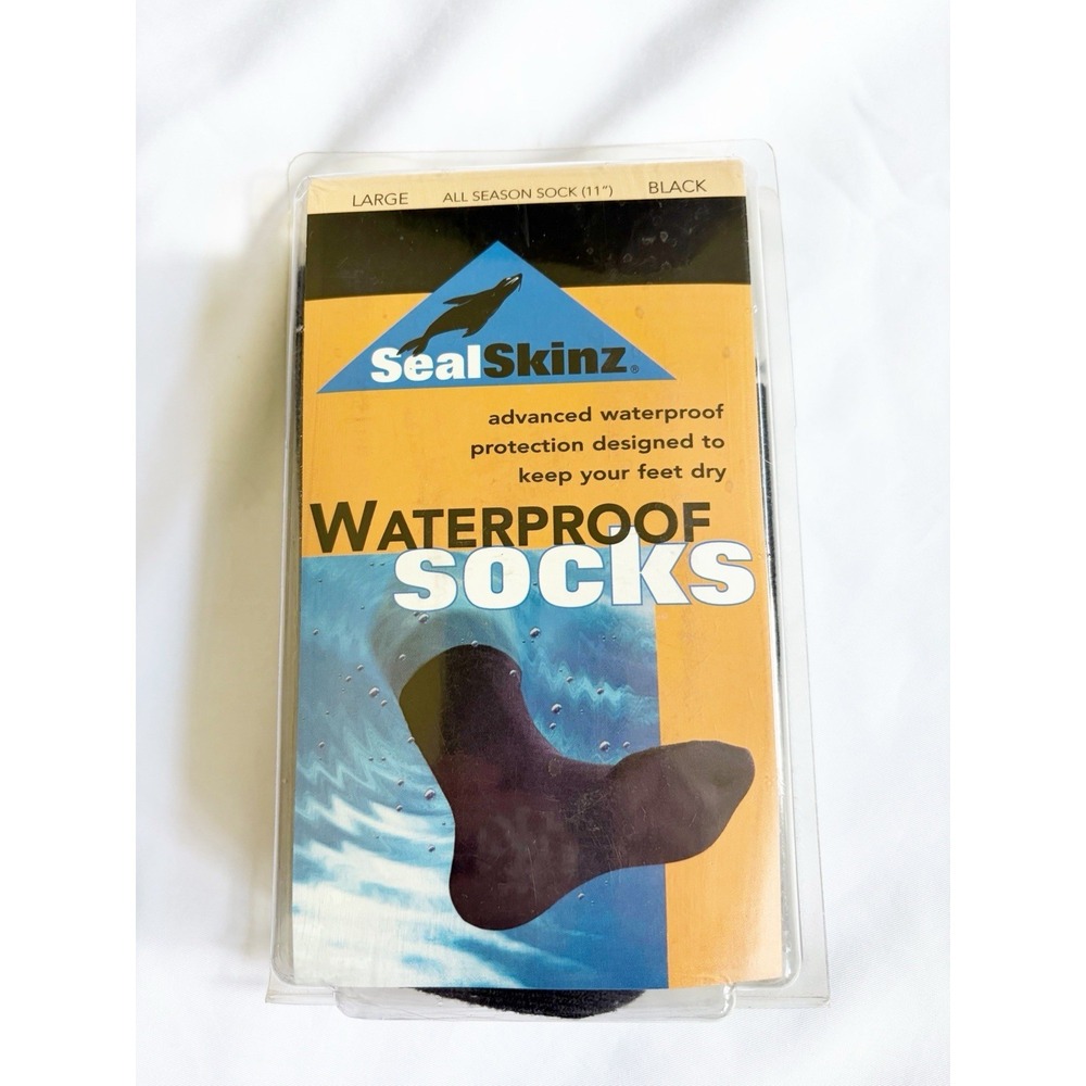 SealSkinz Waterproof All Season Mid Calf Large 11"  Black Socks NEW